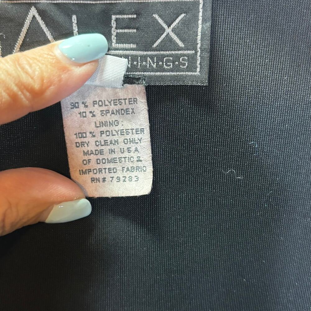 Vtg Alex Evenings Womens Velour Open Front Cardigan Size L Black Shoulder Pads - Picture 3 of 6